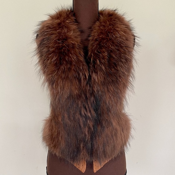 NWOT Ostrich Leather Vest with Real Fox Fur S size - Picture 2 of 12